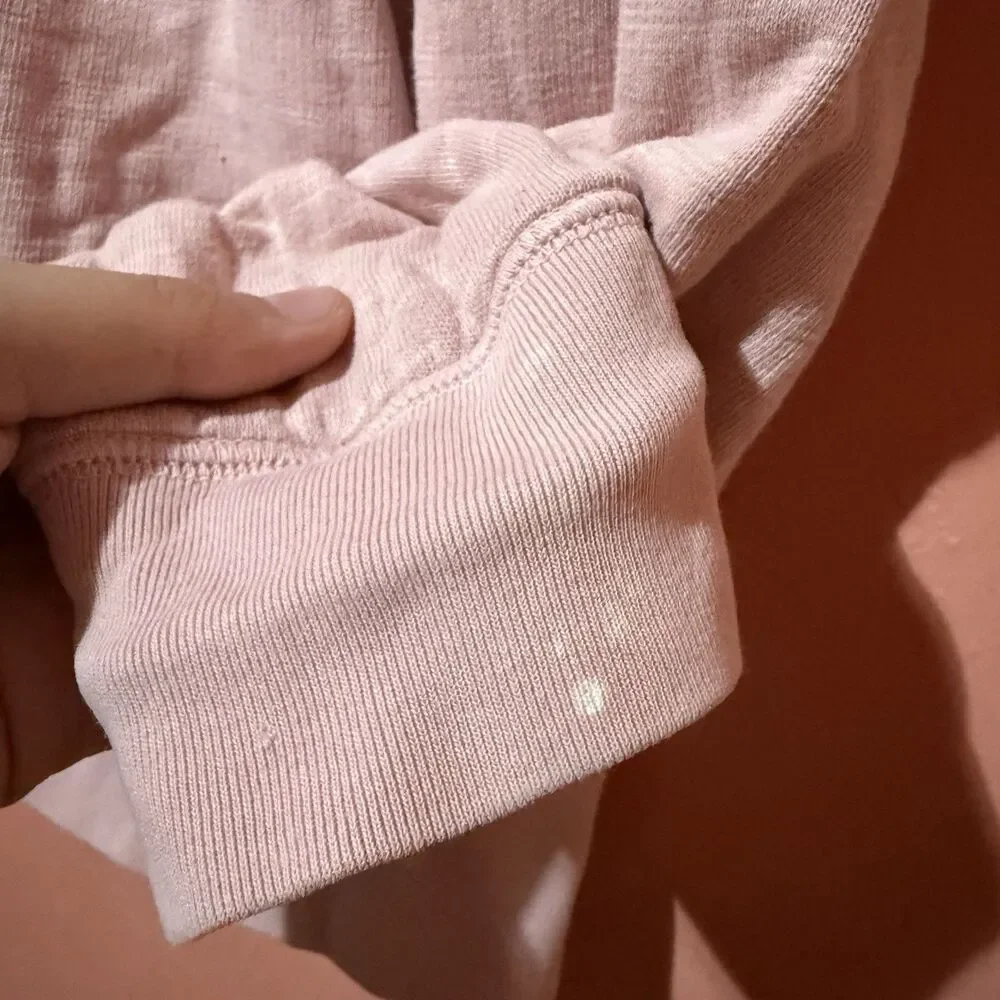 3/$15 J Crew Vintage Fleece Sweater M Medium Light Pink Full Zip Hooded Cotton